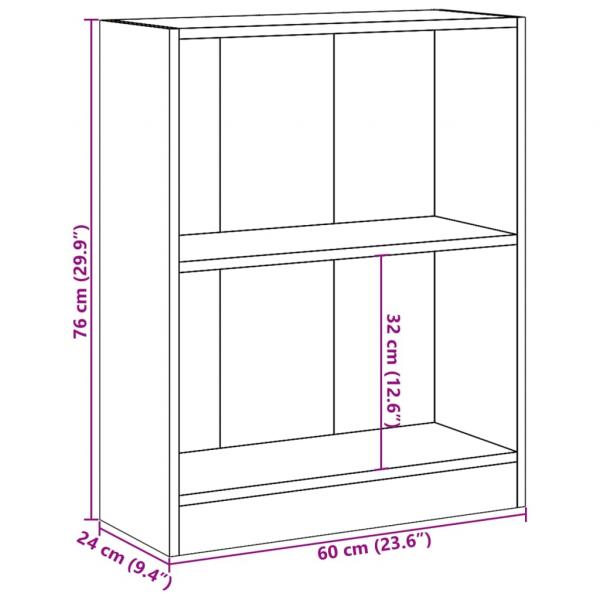 Bücherregal Weiß 60x24x76 cm Holzwerkstoff