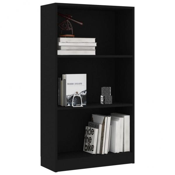 Bücherregal 3 Fächer Schwarz 60x24x109 cm Holzwerkstoff