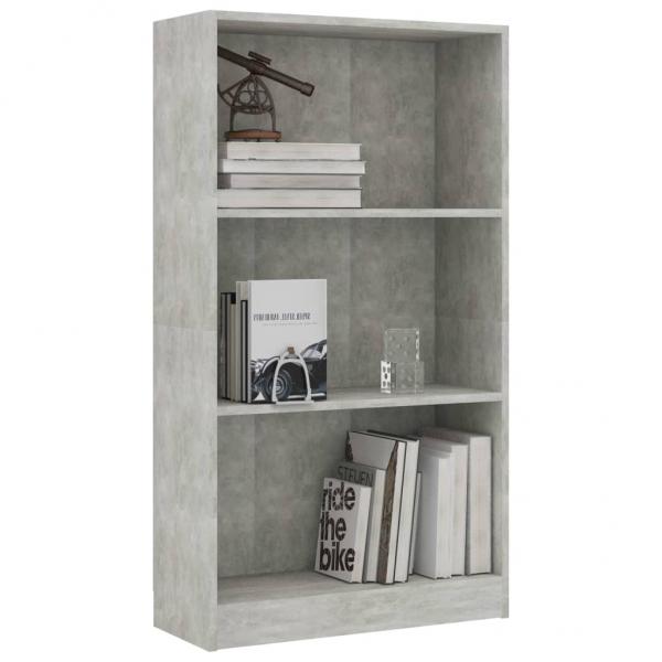 Bücherregal 3 Fächer Betongrau 60x24x109 cm Holzwerkstoff