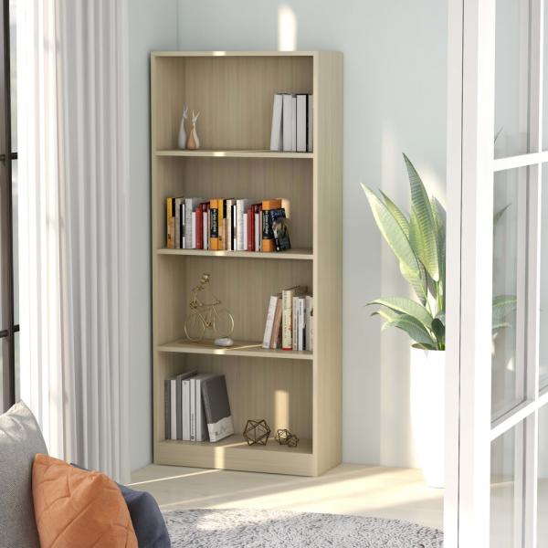 ARDEBO.de - Bücherregal 4 Fächer Sonoma-Eiche 60x24x142 cm Holzwerkstoff