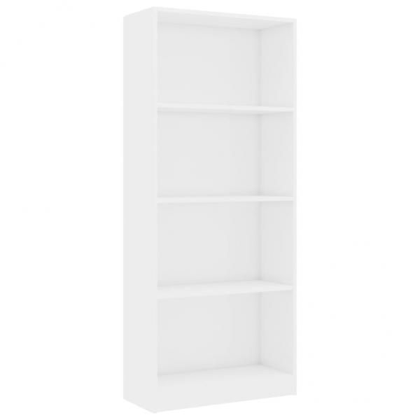 Bücherregal 4 Fächer Hochglanz-Weiß 60x24x142 cm Holzwerkstoff