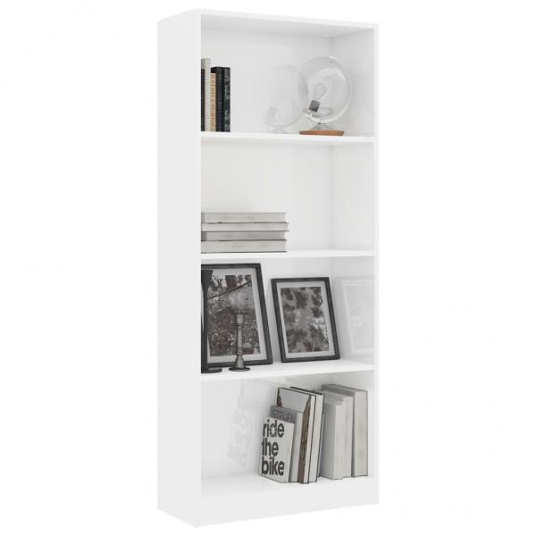 Bücherregal 4 Fächer Hochglanz-Weiß 60x24x142 cm Holzwerkstoff