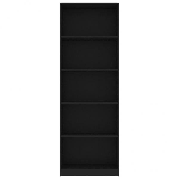 Bücherregal 5 Fächer Schwarz 60x24x175 cm Holzwerkstoff