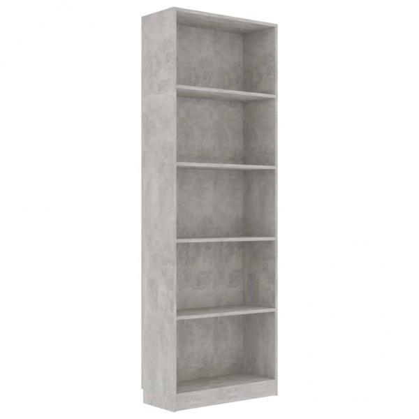 Bücherregal 5 Fächer Betongrau 60x24x175 cm Holzwerkstoff