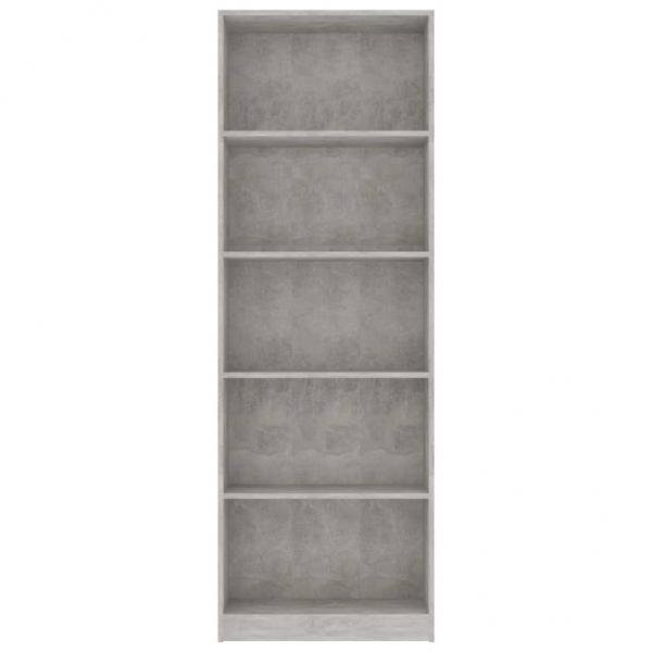 Bücherregal 5 Fächer Betongrau 60x24x175 cm Holzwerkstoff