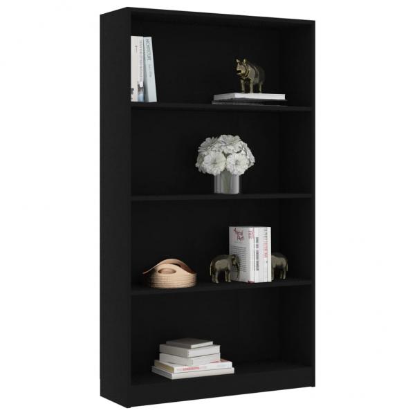 Bücherregal 4 Fächer Schwarz 80x24x142 cm Holzwerkstoff