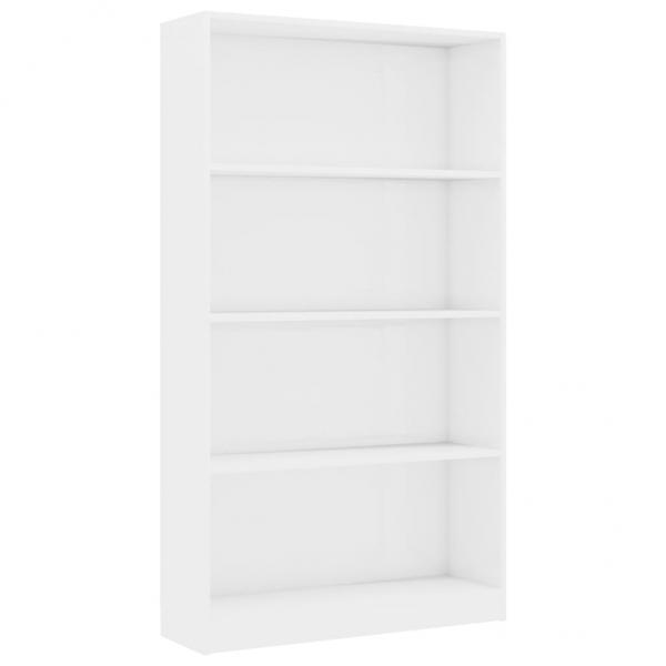 Bücherregal 4 Fächer Hochglanz-Weiß 80x24x142 cm Holzwerkstoff