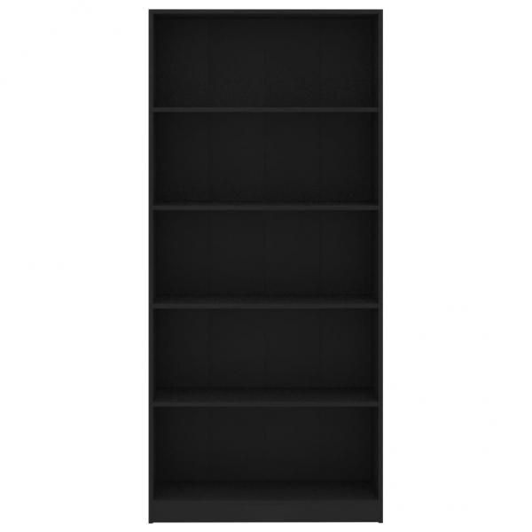 Bücherregal 5 Fächer Schwarz 80x24x175 cm Holzwerkstoff