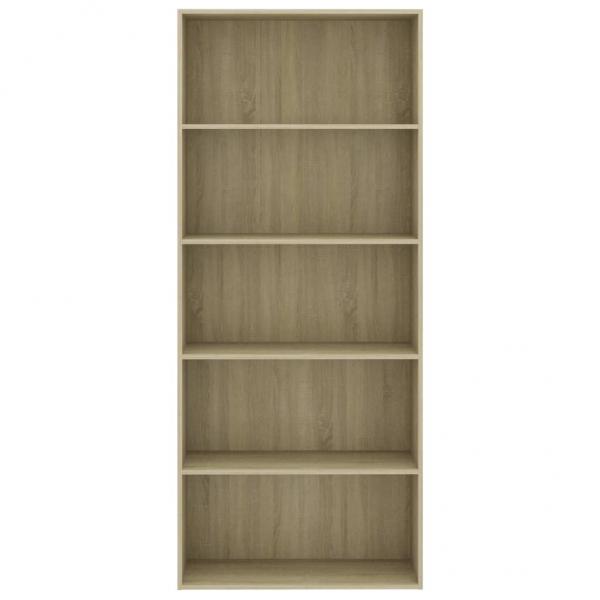 Bücherregal 5 Fächer Sonoma-Eiche 80x30x189 cm Holzwerkstoff