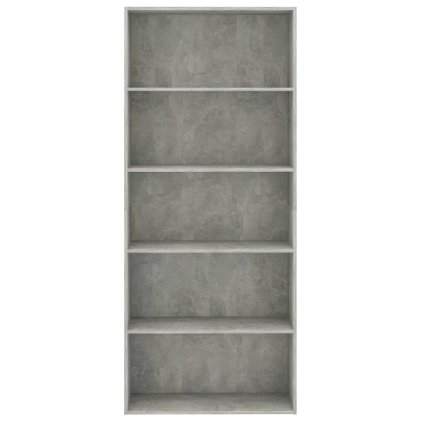 Bücherregal 5 Fächer Betongrau 80x30x189 cm Holzwerkstoff