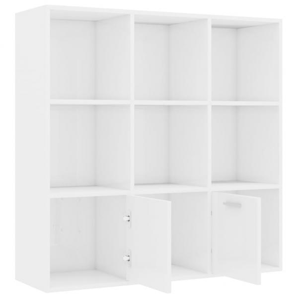 Bücherregal Hochglanz-Weiß 98x30x98 cm Holzwerkstoff