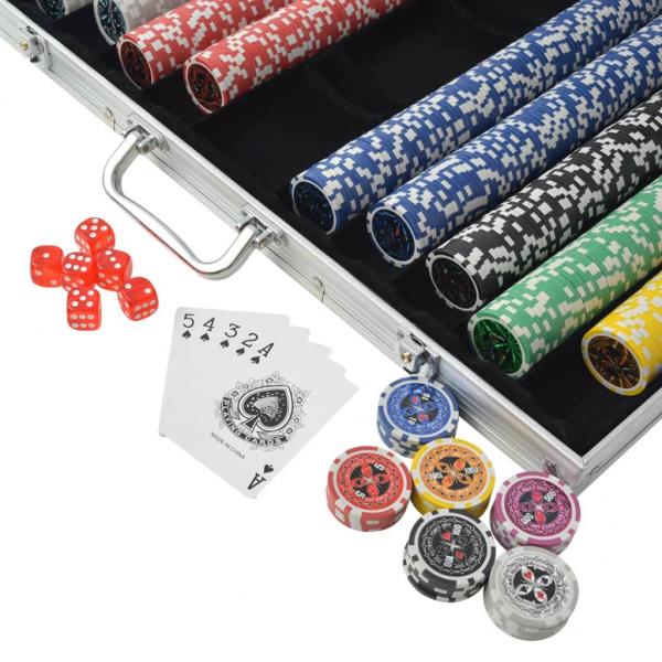 Poker Set mit 1.000 Laserchips Aluminium