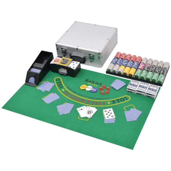 ARDEBO.de - Kombiniertes Poker/Blackjack Set mit 600 Laserchips Aluminium