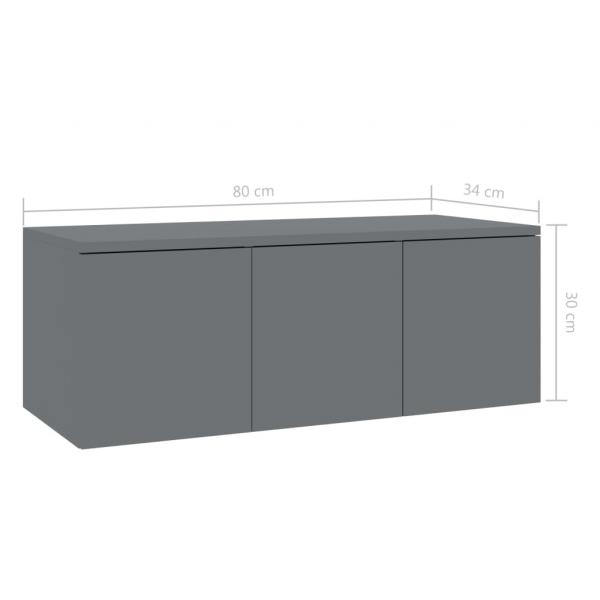 TV-Schrank Hochglanz-Grau 80x34x30 cm Holzwerkstoff