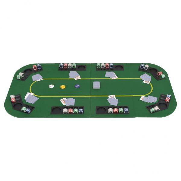 8-Spieler Poker Tischauflage Faltbar 4-fach Rechteckig Grün