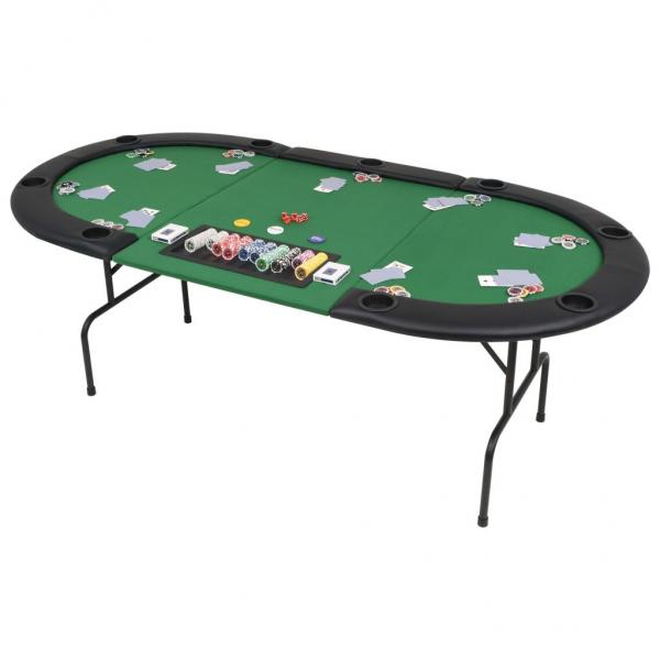 ARDEBO.de - 9-Spieler Poker Falttisch 3-fach Faltbar Oval Grün 