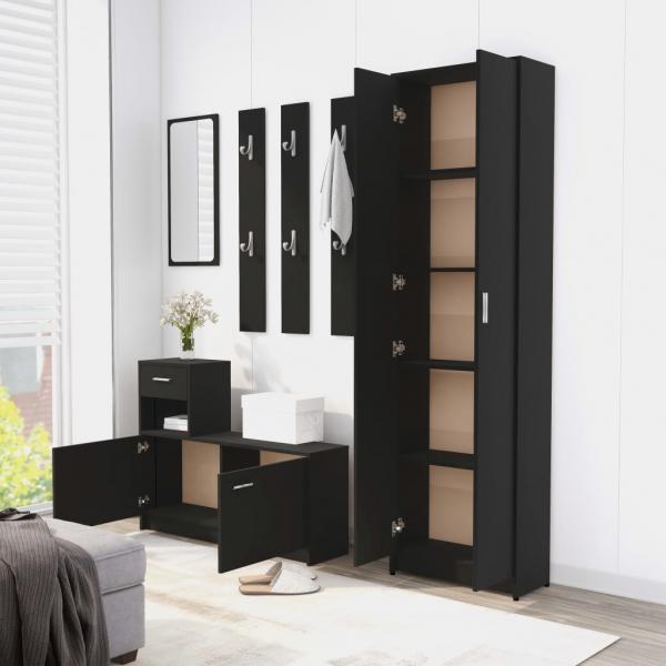 Garderobenschrank Schwarz 55x25x189 cm Holzwerkstoff