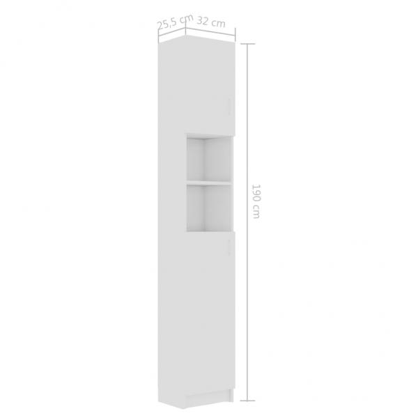 Badezimmerschrank Hochglanz-Weiß 32x25,5x190 cm Holzwerkstoff