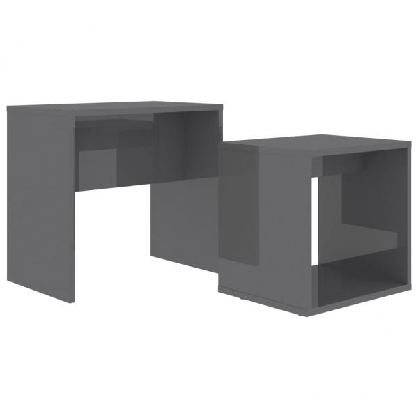 Couchtisch-Set Hochglanz-Grau 48x30x45 cm Holzwerkstoff