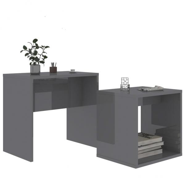 Couchtisch-Set Hochglanz-Grau 48x30x45 cm Holzwerkstoff