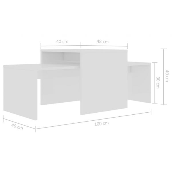 Couchtisch-Set Hochglanz-Weiß 100x48x40 cm Holzwerkstoff