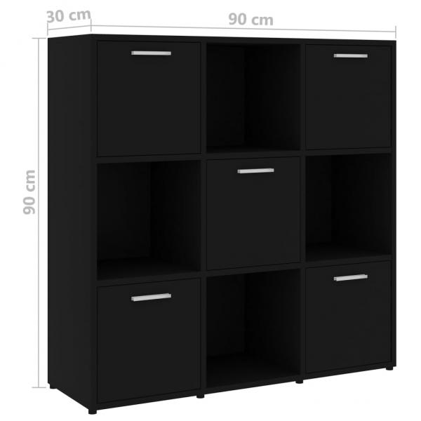 Bücherregal Schwarz 90x30x90 cm Holzwerkstoff