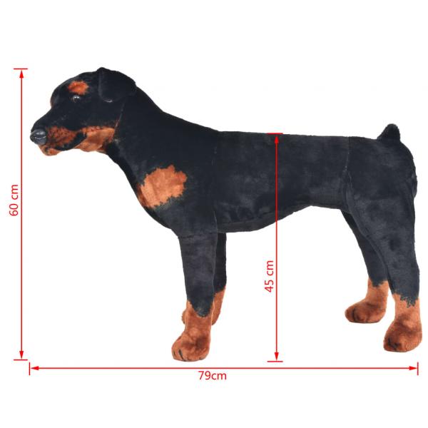 Plüschtier Hund Rottweiler Stehend Plüsch Schwarz und Braun XXL