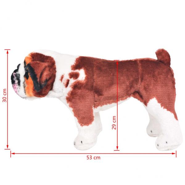 Plüschtier Hund Bulldogge Stehend Plüsch Weiß und Braun XXL