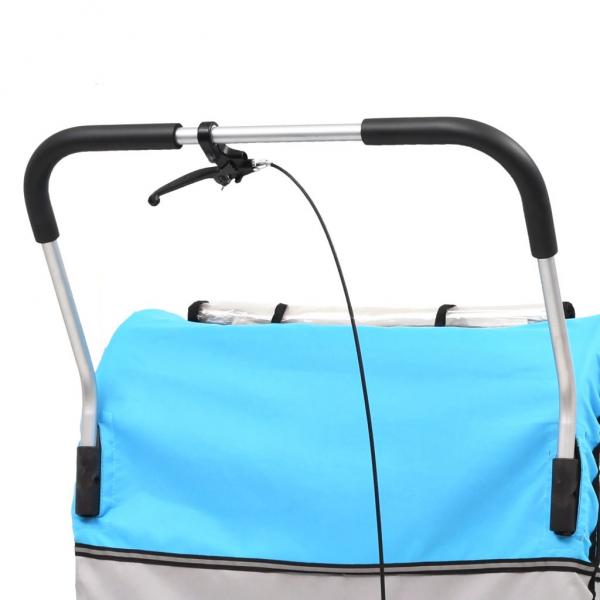 2-in-1 Fahrradanhänger und Kinderwagen Blau und Grau