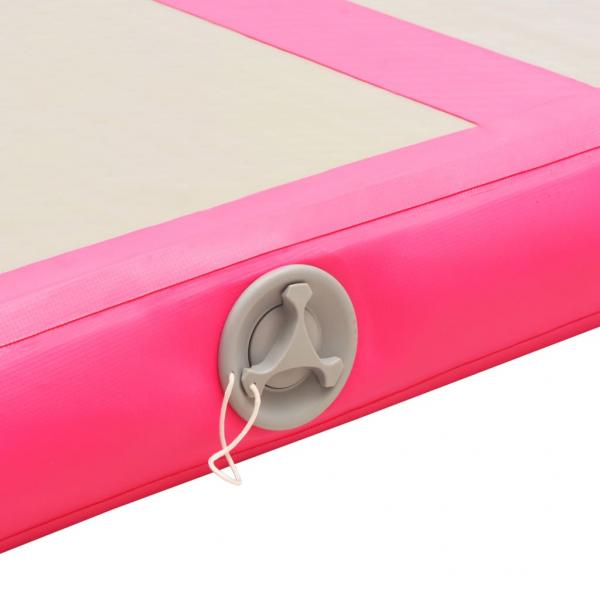 Aufblasbare Gymnastikmatte mit Pumpe 400x100x10 cm PVC Rosa