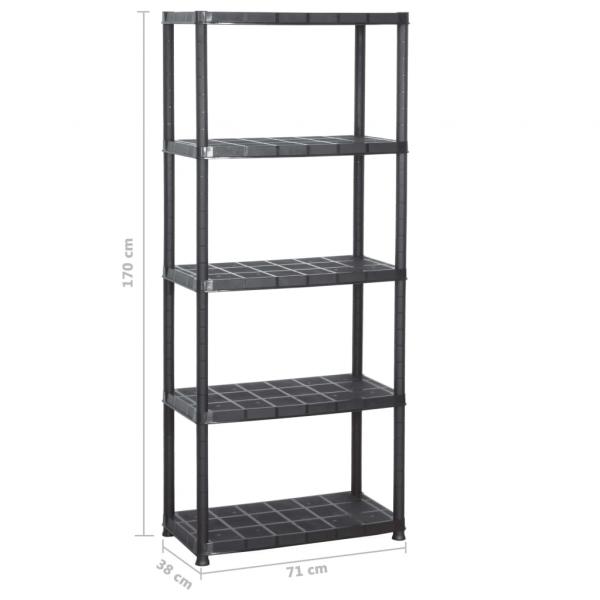 Lagerregal 5-Tier Schwarz 71x38x170 cm Kunststoff 