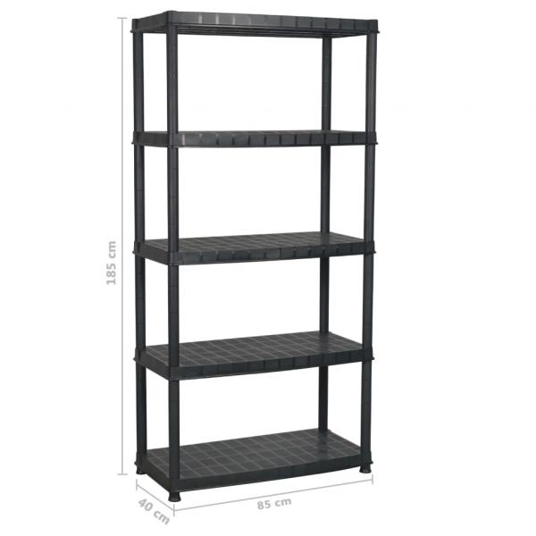 Lagerregal 5-Tier Schwarz 85x40x185 cm Kunststoff 