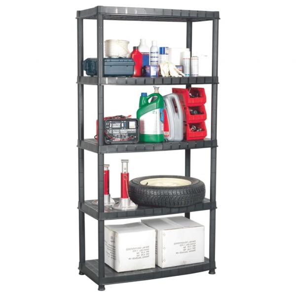 ARDEBO.de - Lagerregal 5-Tier Schwarz 91,5x45,7x185 cm Kunststoff 