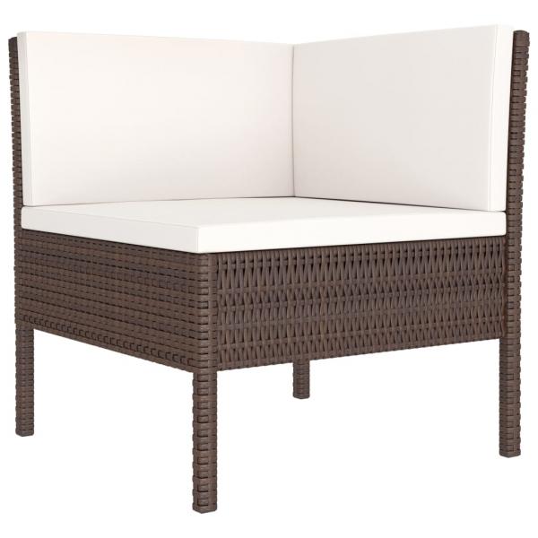 3-tlg. Garten-Lounge-Set mit Auflagen Poly Rattan Braun