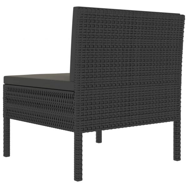 Gartenstühle 3 Stk. mit Auflagen Poly Rattan Schwarz