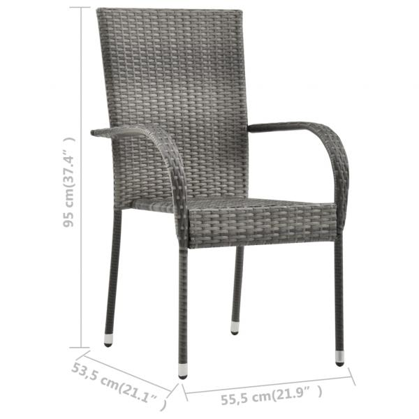 Gartenstühle Stapelbar 4 Stk. Grau Poly Rattan