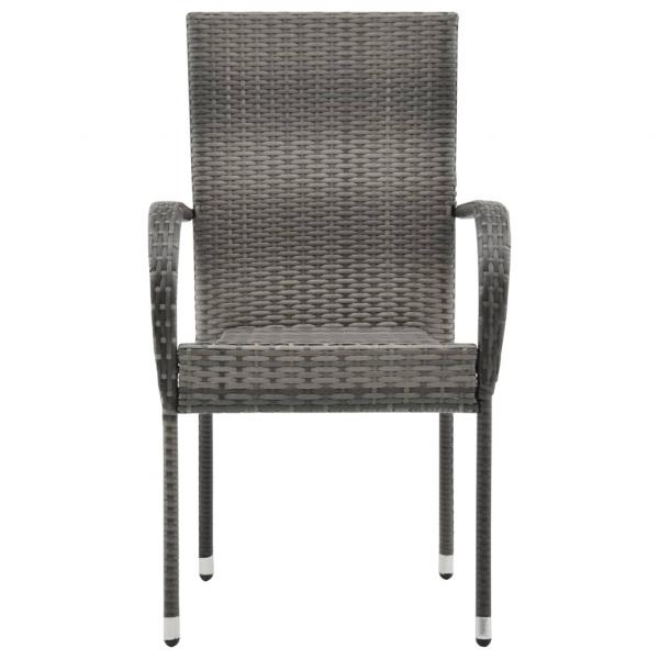 Gartenstühle Stapelbar 6 Stk. Grau Poly Rattan