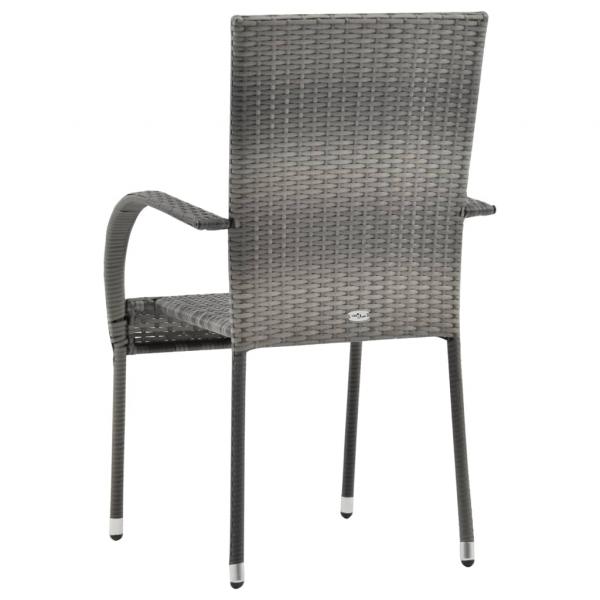 Gartenstühle Stapelbar 6 Stk. Grau Poly Rattan