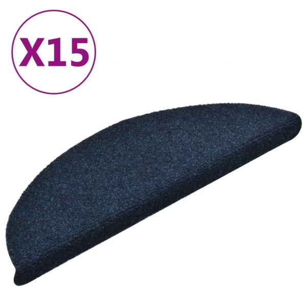 Selbstklebende Treppenmatten 15 Stk. Navy 56x17x3cm Nadelvlies 