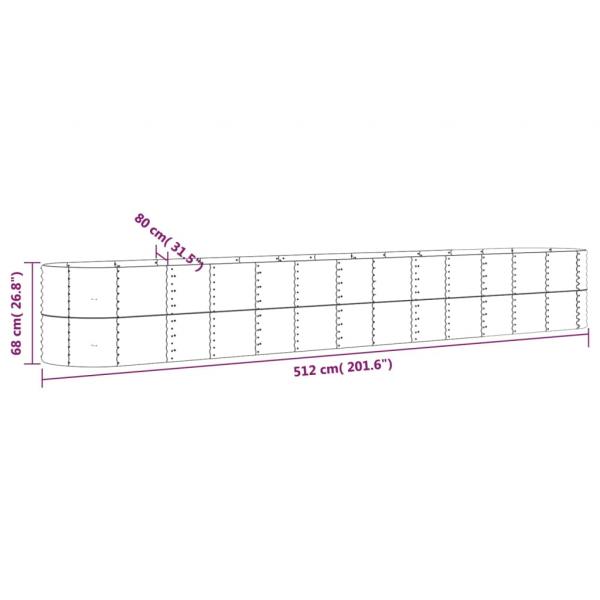 Hochbeet Pulverbeschichteter Stahl 512x80x68 cm Silbern