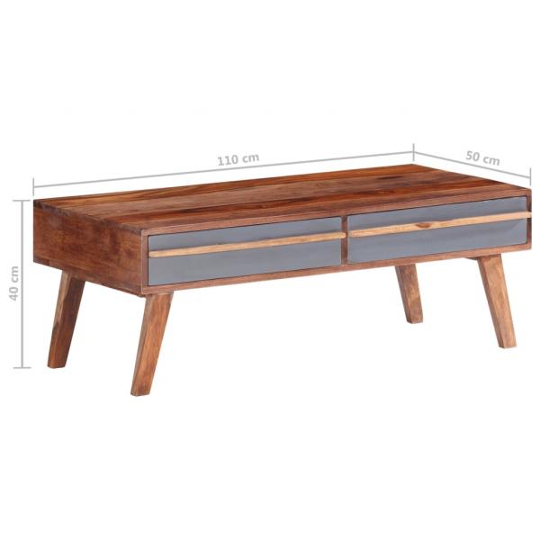 Couchtisch Grau 110x50x40 cm Massivholz Palisander