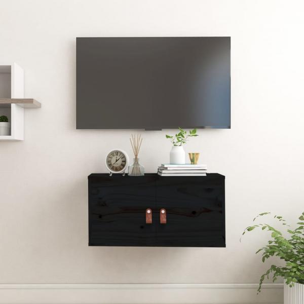 ARDEBO.de - Wandschrank Schwarz 60x30x30 cm Massivholz Kiefer