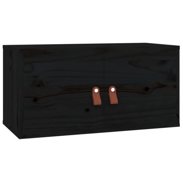 Wandschrank Schwarz 60x30x30 cm Massivholz Kiefer