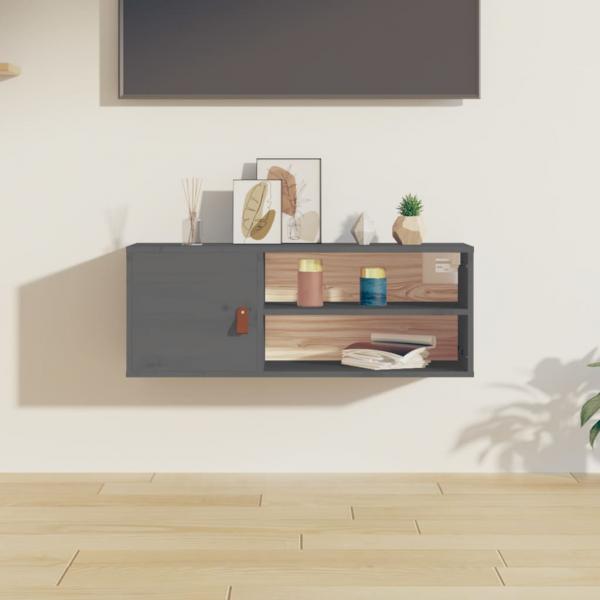 ARDEBO.de - Wandschrank Grau 80x30x30 cm Massivholz Kiefer