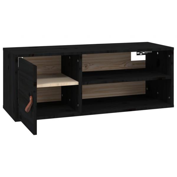 Wandschrank Schwarz 80x30x30 cm Massivholz Kiefer