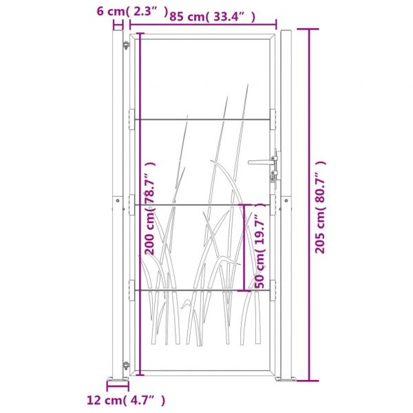 Gartentor 105x205 cm Cortenstahl Gras-Design