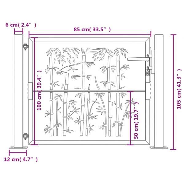 Gartentor 105x105 cm Cortenstahl Bambus-Design