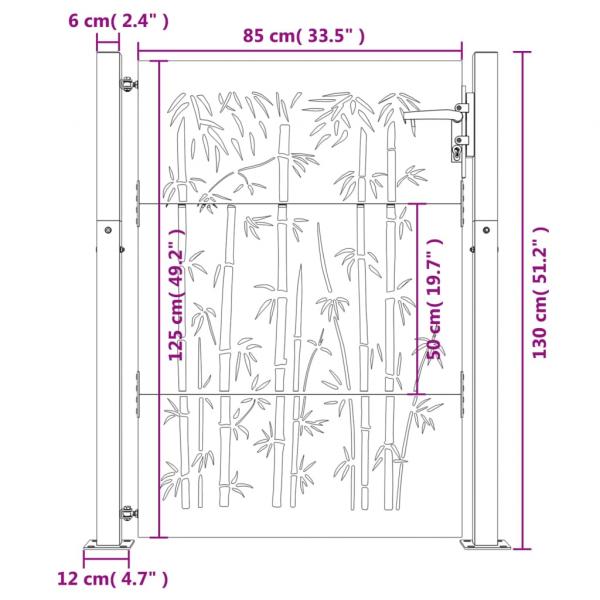 Gartentor 105x130 cm Cortenstahl Bambus-Design