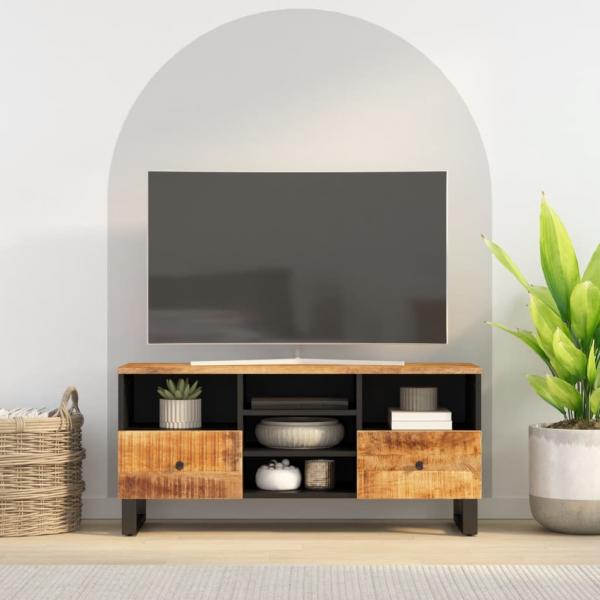 ARDEBO.de - TV-Schrank 100x33x46 cm Massivholz Mango & Holzwerkstoff