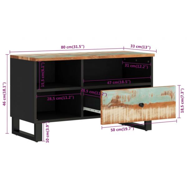 TV-Schrank 80x33x46 cm Altholz Massiv und Holzwerkstoff